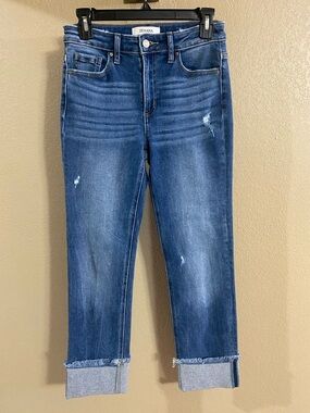 Zenana Medium/Dark Blue Cropped Cuffed Women's Jeans